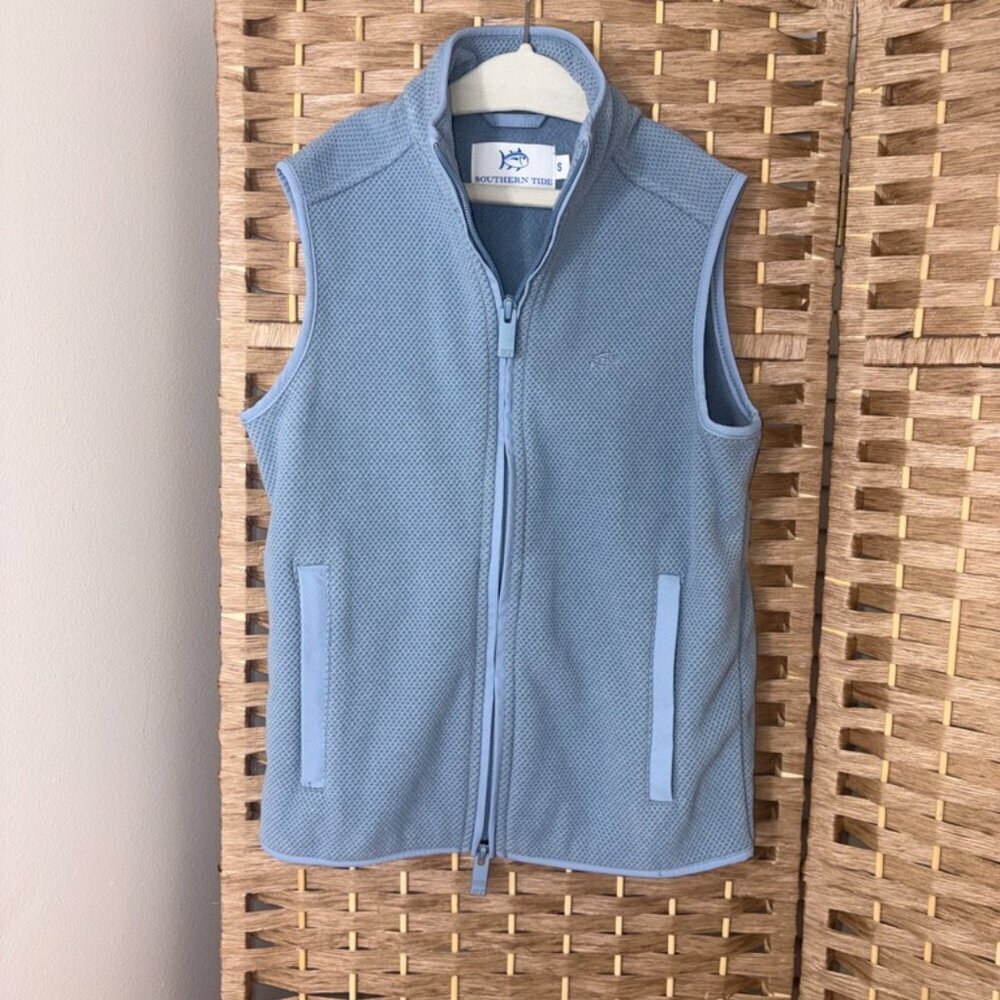 Boys Southern Tide Full-Zip Preppy Light Blue Vest - size Small
